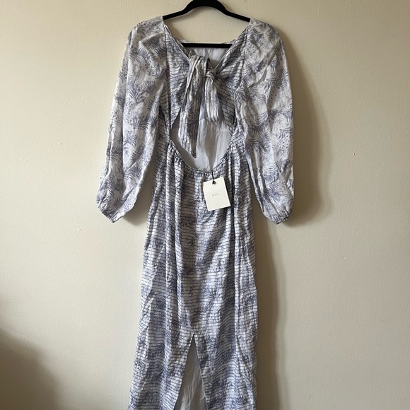 Dissh KOKO BLUE PALM TIE BACK MIDI DRESS blue palm size 4 BD - Picture 4 of 7